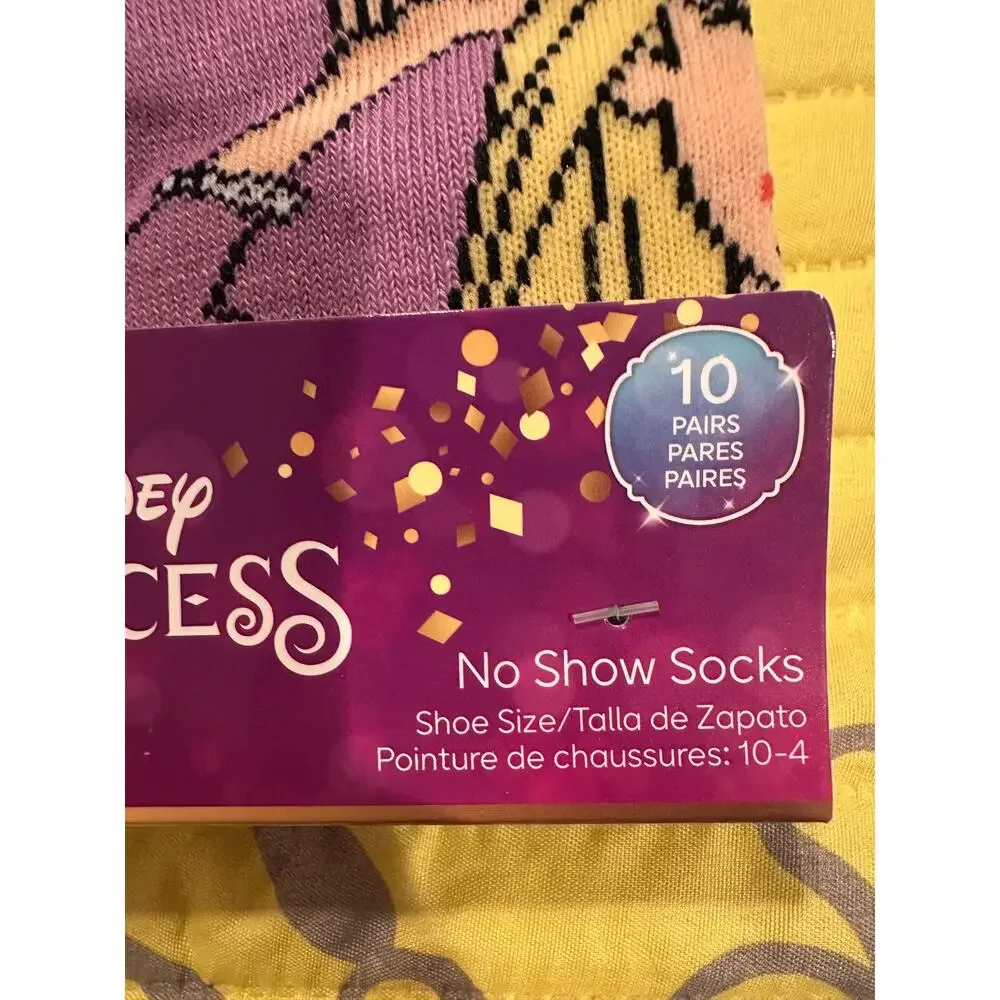 NWT Disney Princesses 10 pk No Show Socks Girls Kids Sz 10-4